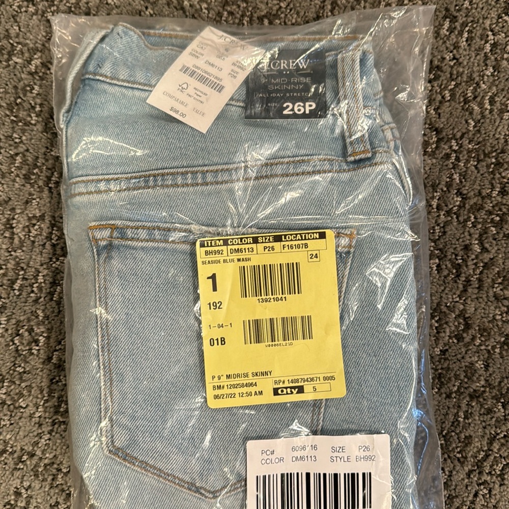 NWT Jcrewfactory midrise skinny jeans